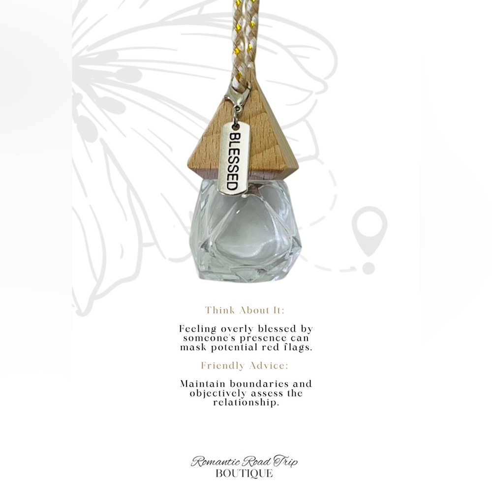 BLESSED Wooden and Glass Pendant Car Fragrance Oil Diffuser Refillable Bottle